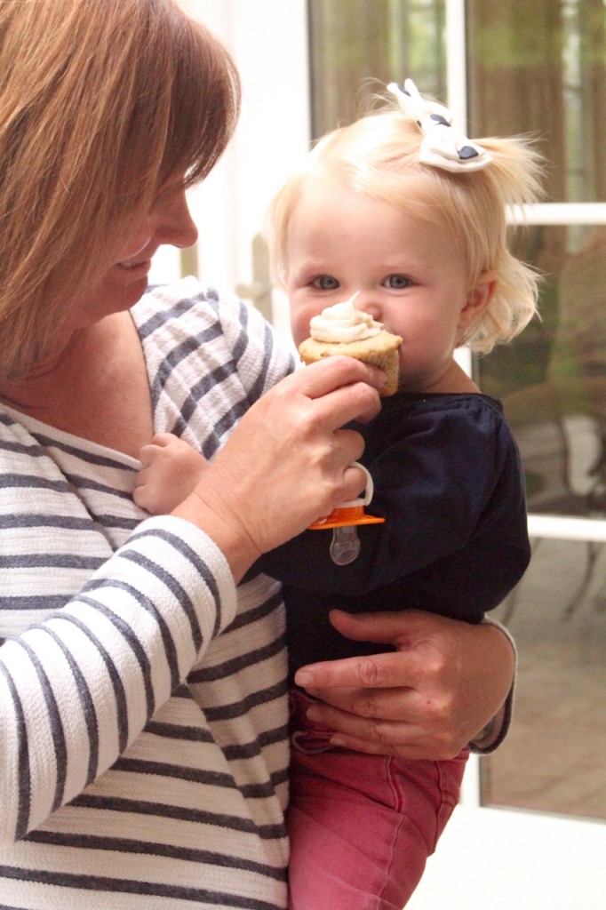 Tearsa and her granddaughter enjoy a cupcake.