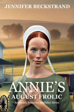 Amish woman with red hair in a green dress
